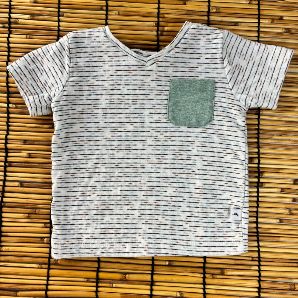Tommy Bahama Kids White Striped V-Neck Pocket T-Shirt 18M RN75343